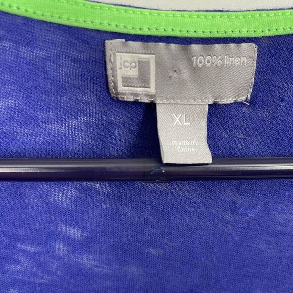 JCP size XL linen semi sheer purple lime green racer back tank top. - Picture 3 of 5